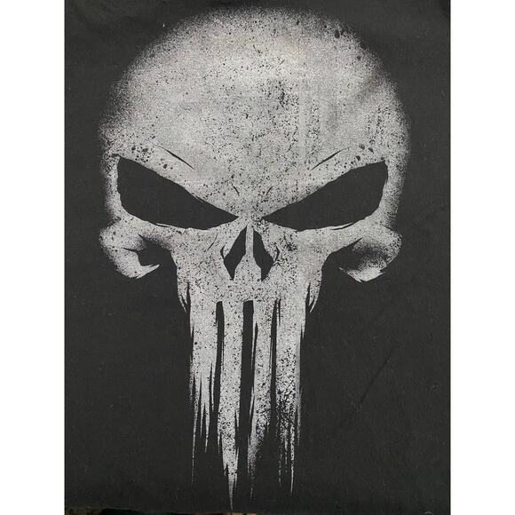 Marvel The Punisher Skull T-Shirt Men’s 2XL Black Graphic Tee Loose Fit - Picture 6 of 6